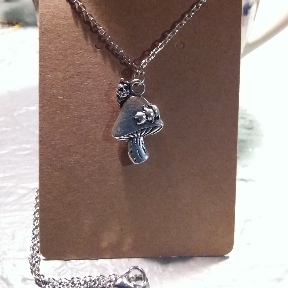 Mushroom with Caterpillar Necklace